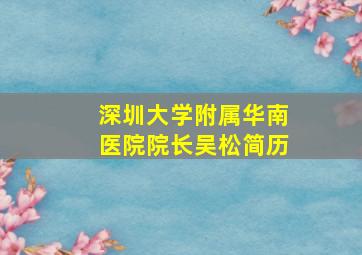 深圳大学附属华南医院院长吴松简历