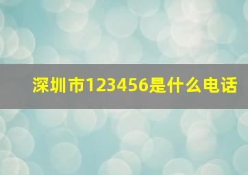 深圳市123456是什么电话