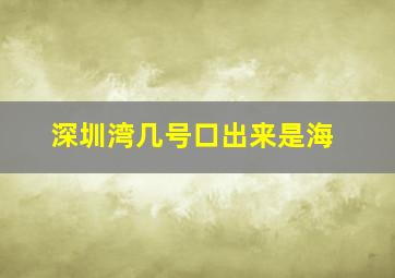 深圳湾几号口出来是海