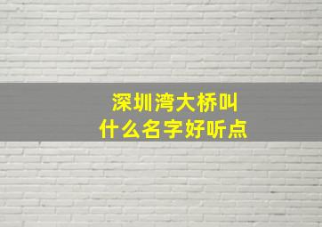 深圳湾大桥叫什么名字好听点