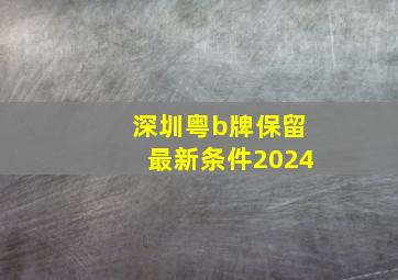 深圳粤b牌保留最新条件2024