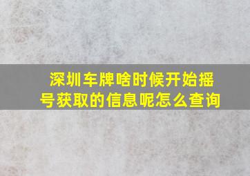 深圳车牌啥时候开始摇号获取的信息呢怎么查询