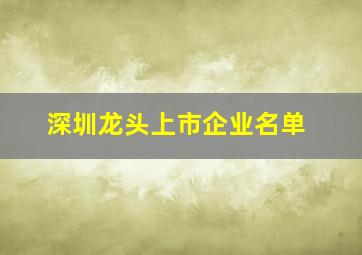 深圳龙头上市企业名单