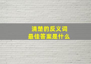 清楚的反义词最佳答案是什么