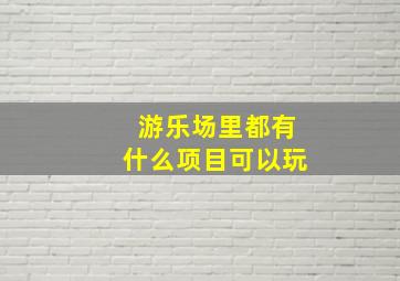 游乐场里都有什么项目可以玩