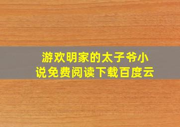 游欢明家的太子爷小说免费阅读下载百度云