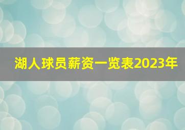 湖人球员薪资一览表2023年