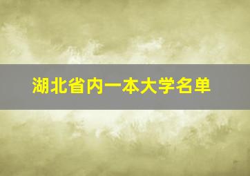 湖北省内一本大学名单