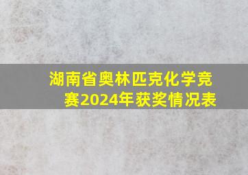 湖南省奥林匹克化学竞赛2024年获奖情况表