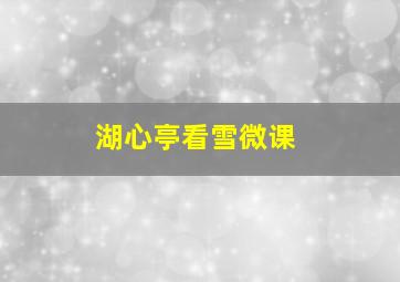 湖心亭看雪微课