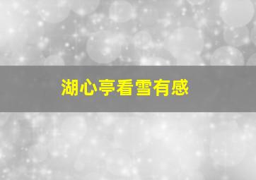 湖心亭看雪有感