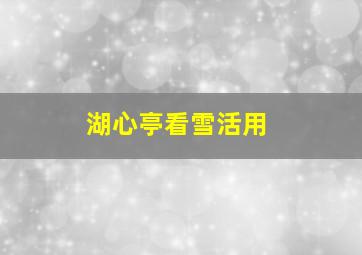 湖心亭看雪活用