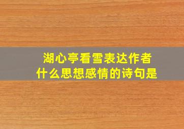 湖心亭看雪表达作者什么思想感情的诗句是