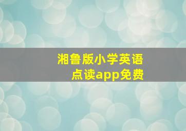 湘鲁版小学英语点读app免费