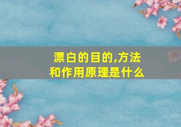 漂白的目的,方法和作用原理是什么