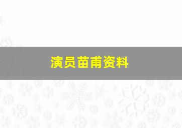 演员苗甫资料