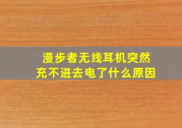 漫步者无线耳机突然充不进去电了什么原因