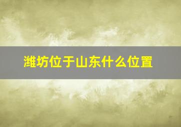 潍坊位于山东什么位置