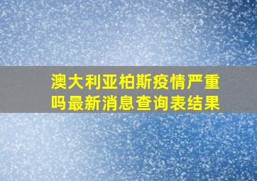 澳大利亚柏斯疫情严重吗最新消息查询表结果