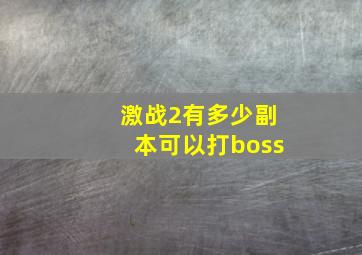 激战2有多少副本可以打boss