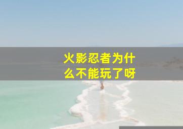 火影忍者为什么不能玩了呀