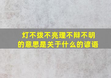 灯不拨不亮理不辩不明的意思是关于什么的谚语