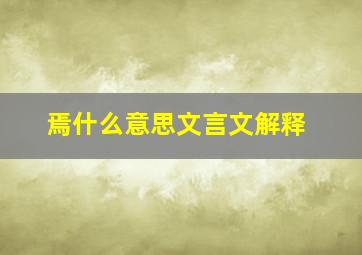 焉什么意思文言文解释