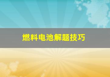 燃料电池解题技巧