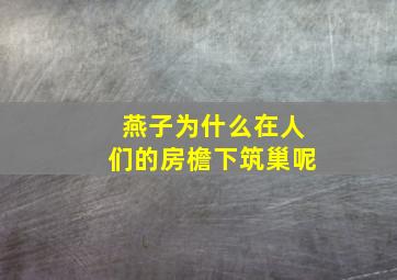 燕子为什么在人们的房檐下筑巢呢