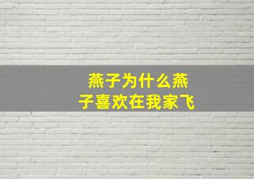 燕子为什么燕子喜欢在我家飞