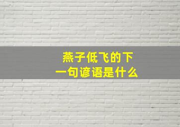 燕子低飞的下一句谚语是什么