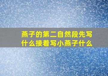 燕子的第二自然段先写什么接着写小燕子什么