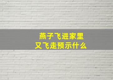 燕子飞进家里又飞走预示什么