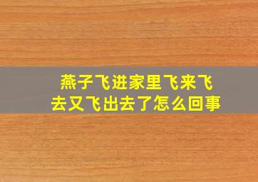 燕子飞进家里飞来飞去又飞出去了怎么回事