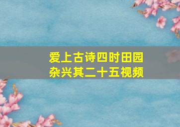 爱上古诗四时田园杂兴其二十五视频