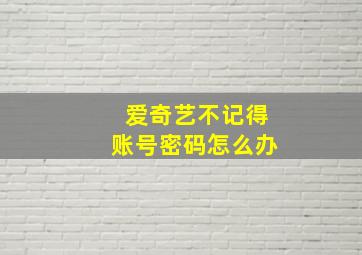 爱奇艺不记得账号密码怎么办