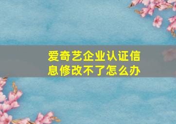 爱奇艺企业认证信息修改不了怎么办