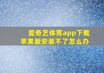 爱奇艺体育app下载苹果版安装不了怎么办