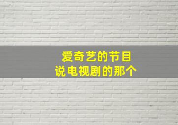 爱奇艺的节目说电视剧的那个