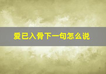 爱已入骨下一句怎么说