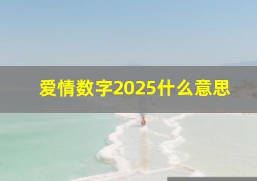 爱情数字2025什么意思