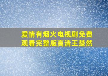 爱情有烟火电视剧免费观看完整版高清王楚然