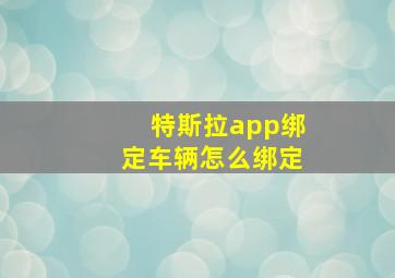 特斯拉app绑定车辆怎么绑定