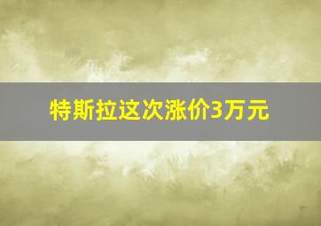 特斯拉这次涨价3万元