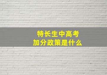 特长生中高考加分政策是什么