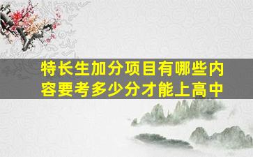 特长生加分项目有哪些内容要考多少分才能上高中