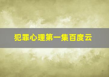 犯罪心理第一集百度云