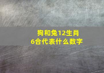 狗和兔12生肖6合代表什么数字