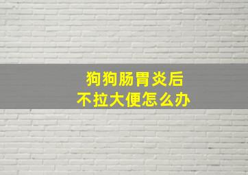 狗狗肠胃炎后不拉大便怎么办