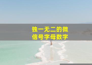 独一无二的微信号字母数字